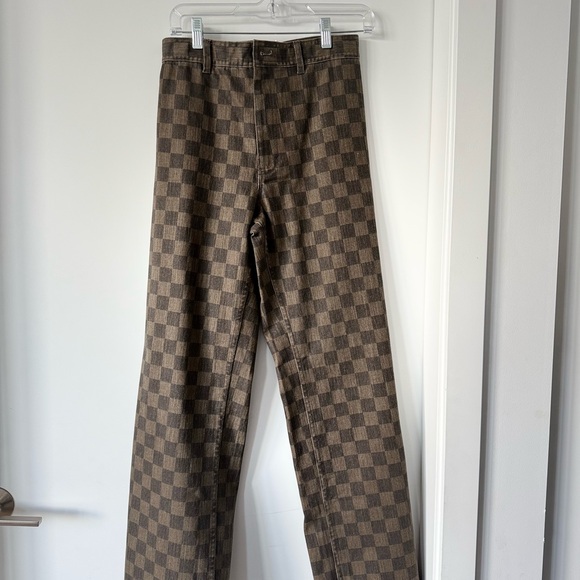 OAK AND FORT straight leg checkered jeans size 6 - Picture 1 of 3